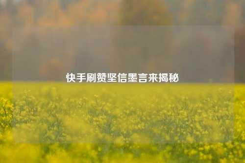 快手刷赞坚信墨言来揭秘