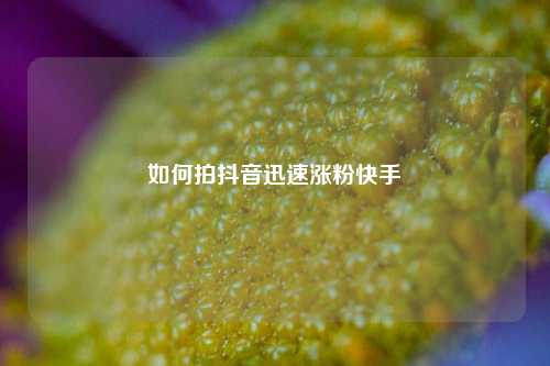 如何拍抖音迅速涨粉快手