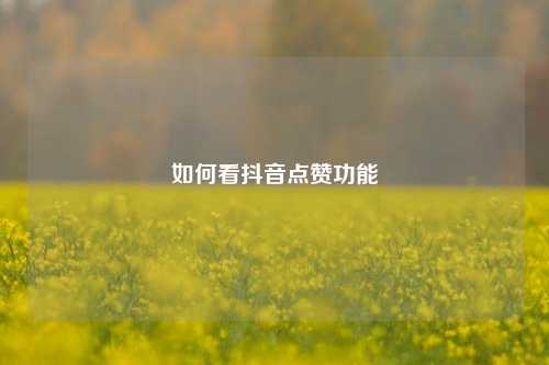 如何看抖音点赞功能