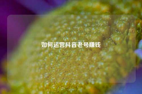 如何运营抖音老号赚钱